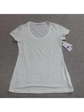 Twenty Womens Top Small White Solid Micro Modal Made in Canada NEW